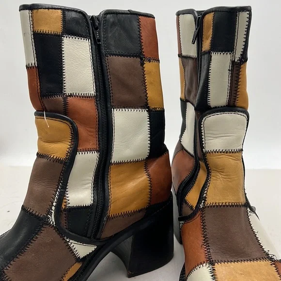 Vintage 90s Durango patchwork ankle boot size 7 made in Brazil - Picture 5 of 6
